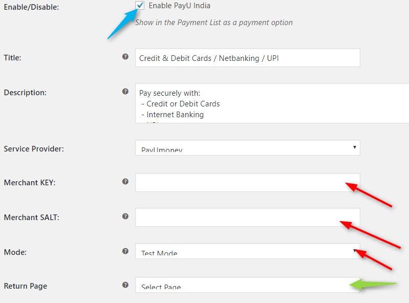 form fill in payumoney-woocommerce 